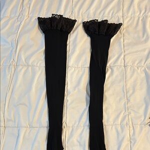 Black Lace Top Thigh High Stockings